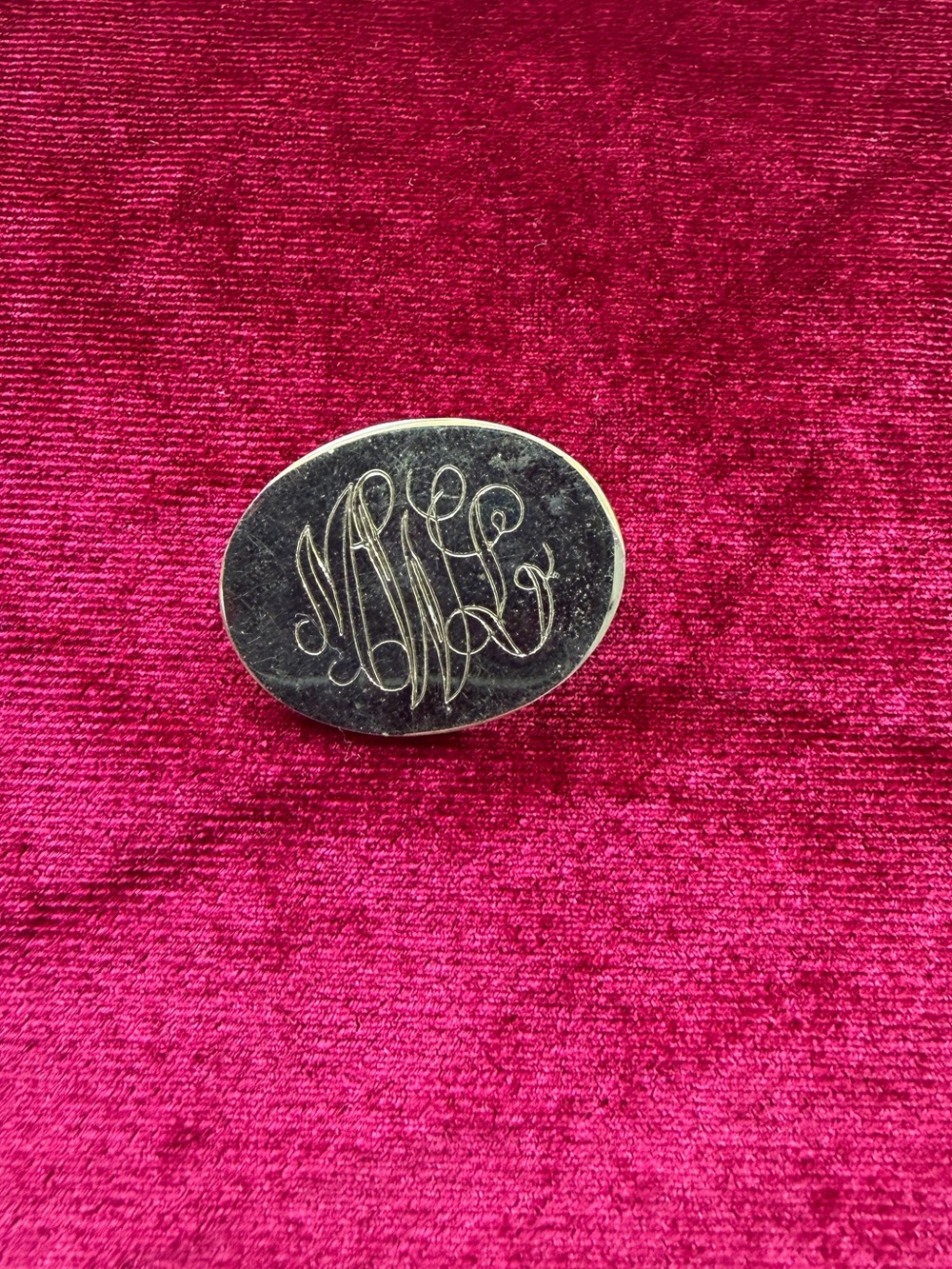 Vintage Silver Tone Monogramed Pin/Brooch